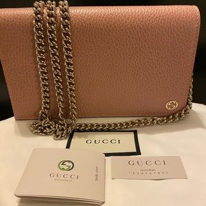 NIB GUCCI WALLET ON CHAIN SOFT PINK